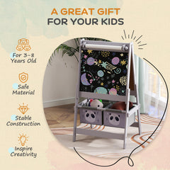 Kids Easel with Paper Roll 3 in 1 Art Easel with Blackboard Whiteboard
