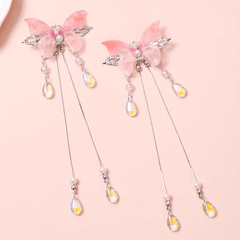 Gradient Butterfly Hair Clip Crystal Tassel Duck Billed Clip for Women Girls