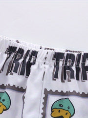 Boys Duck Graphic Print Pants for Spring Summer