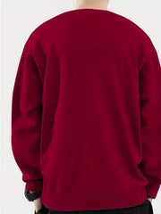 Men's Crew Neck Sweater Casual Warm Mid Stretch Knit Pullover for Fall Winter