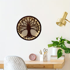 LED Tree Of Life Shape Retro Wood Hanging Sign Decoration
