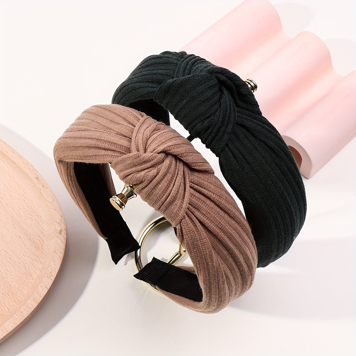 2pcs Cross Knotted Wide Fabric Headband for Women
