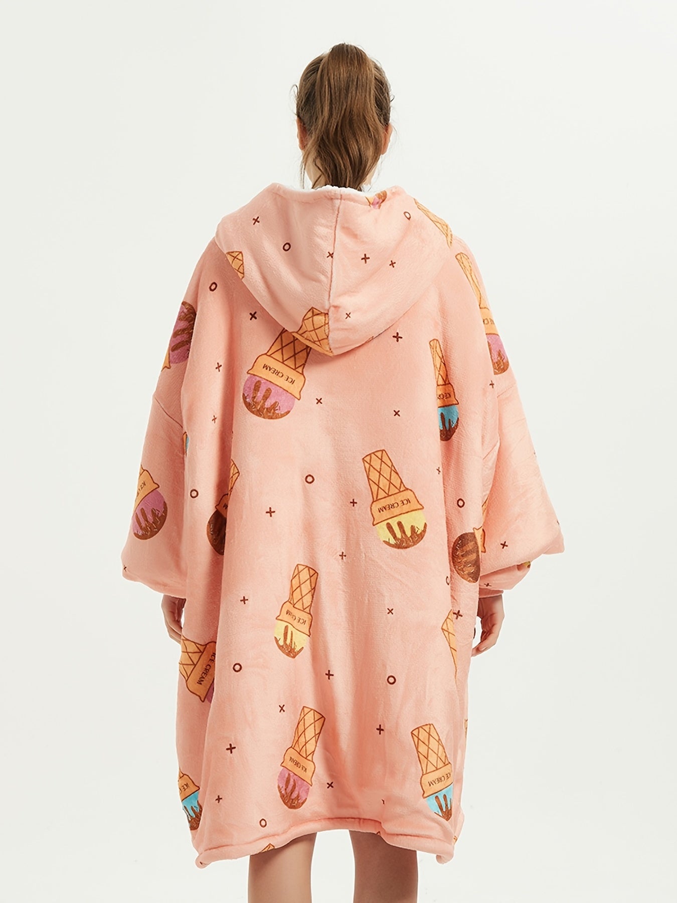  Ice Cream Print Fleece Nightgown