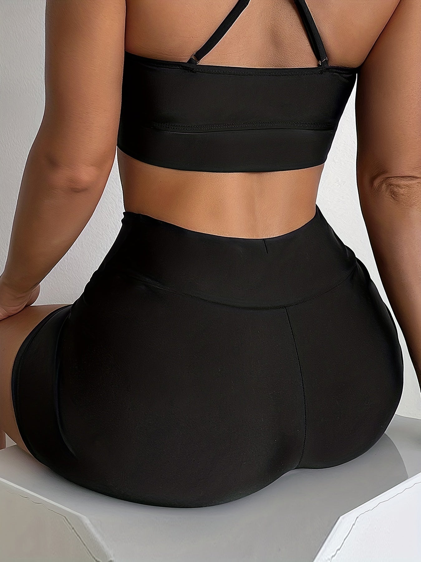 High Waist Biker Shorts Solid Sporty Yoga Casual Women's Clothing