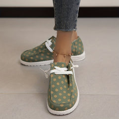 Women's Polka Dot Pattern Canvas Shoes Lightweight Green Walking Shoes