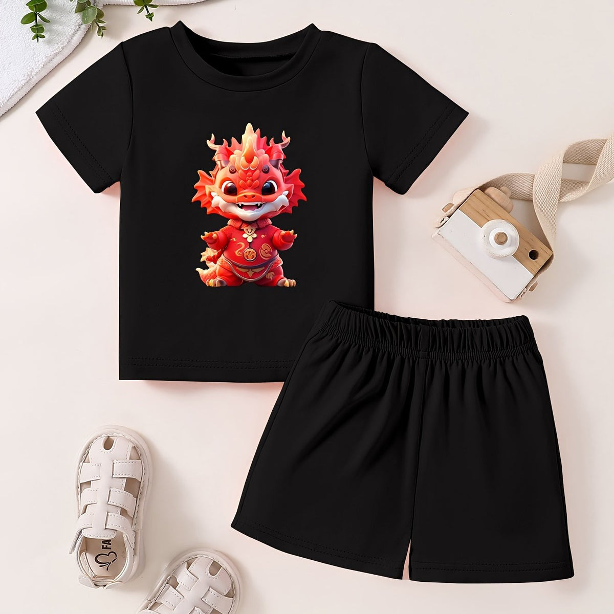 Toddler Kid 2pcs Bottoming Set Short Sleeve T shirt & Matching Shorts