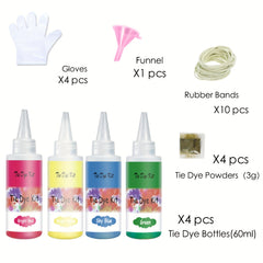 Tie Dye Kit - 32 Colors Fabric Paint Squeeze Bottles Rubber Bands