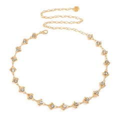 Women's Metal Chain Belt with Rhinestone Head Piece