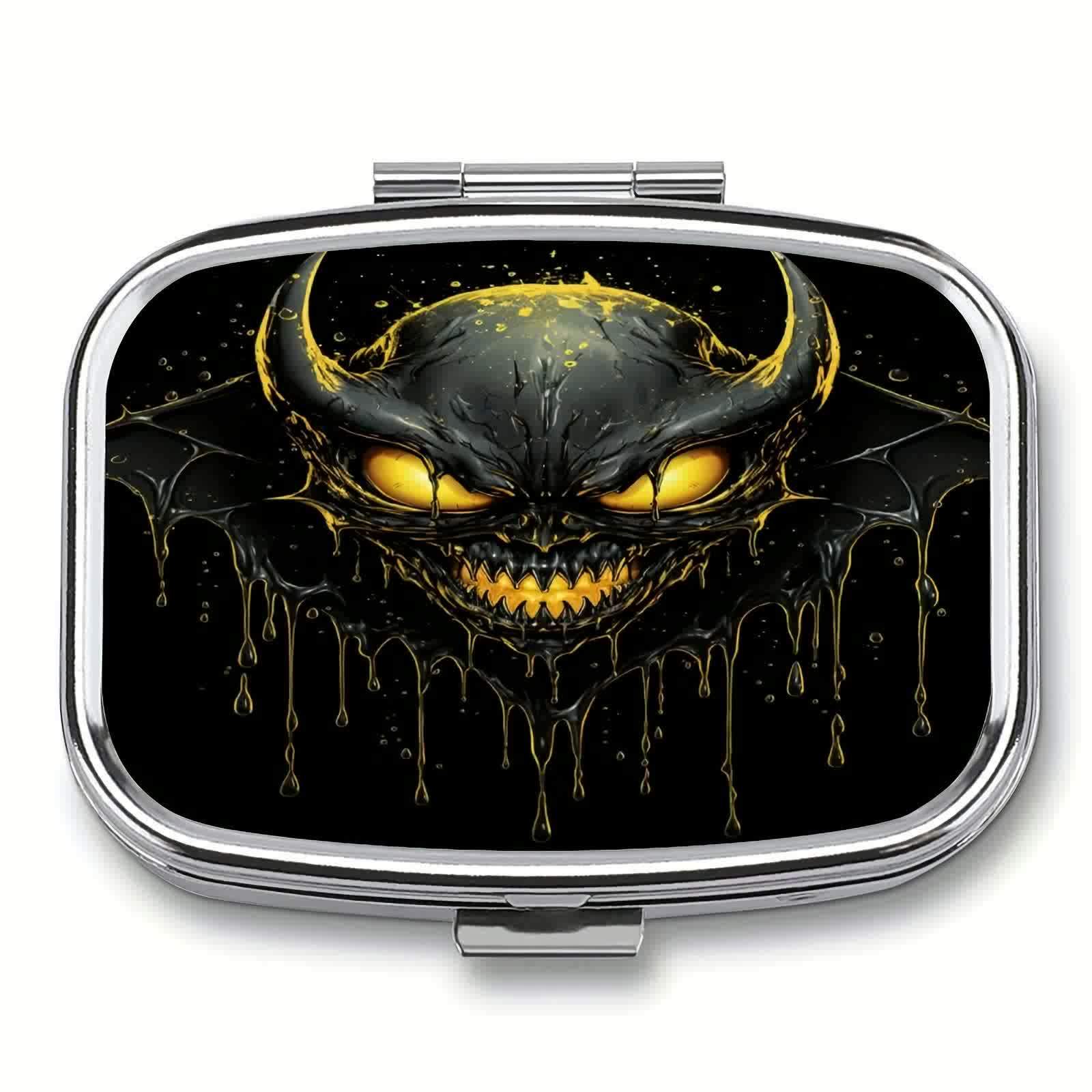 DUWOP2 1pc Medicine Box 2 compartment Decorative Metal Vitamin Organizer