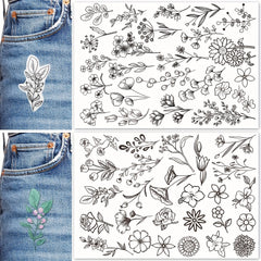 50pcs Stick And Stitch Embroidery Paper Pre Printed Flowers Pattern