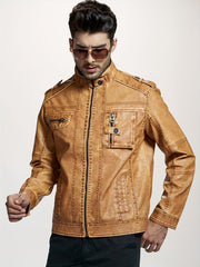 Men's Casual Vintage Style PU Leather Jacket
