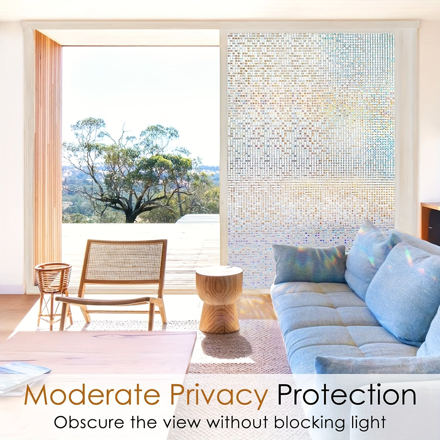 Mosaic Glass Window Sticker Privacy Film Rainbow Window