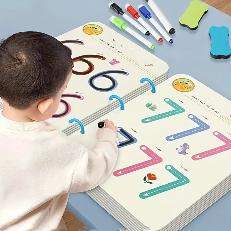 Kids' Pen Control Magic Workbook Set - Number & Alphabet Writing Practice