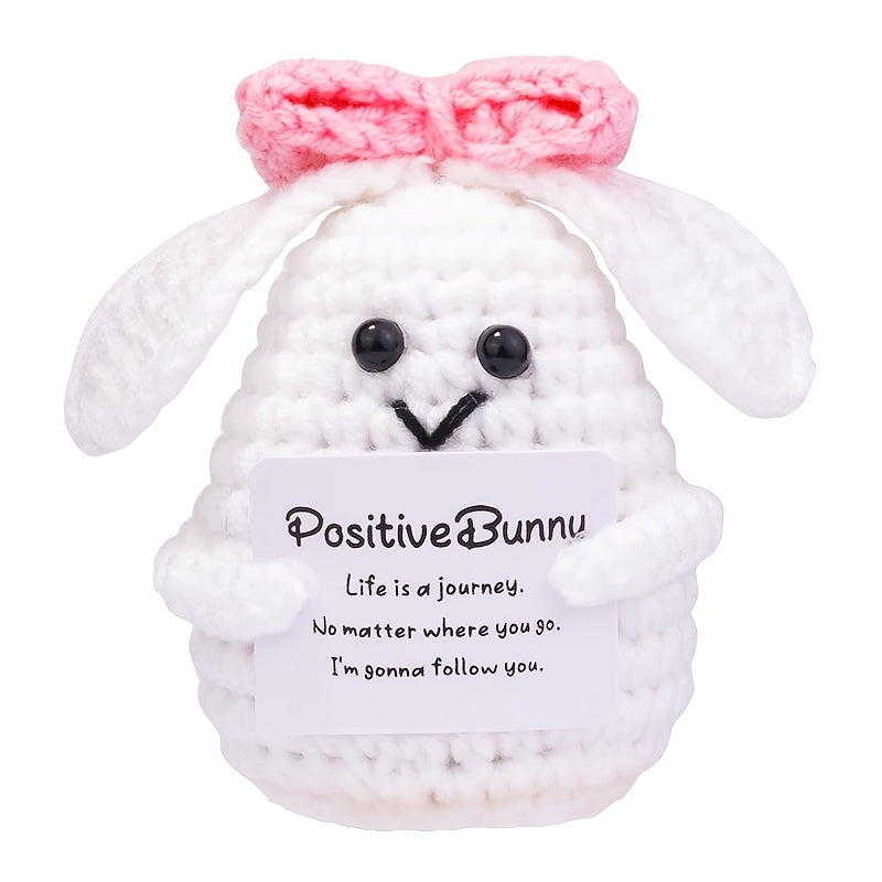 Positive Bunny Crochet Bunny with Pink Bow Perfect Gift for Women Friends Easter