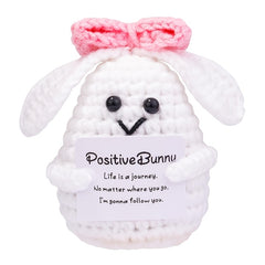 Positive Bunny Crochet Bunny with Pink Bow Perfect Gift for Women Friends Easter