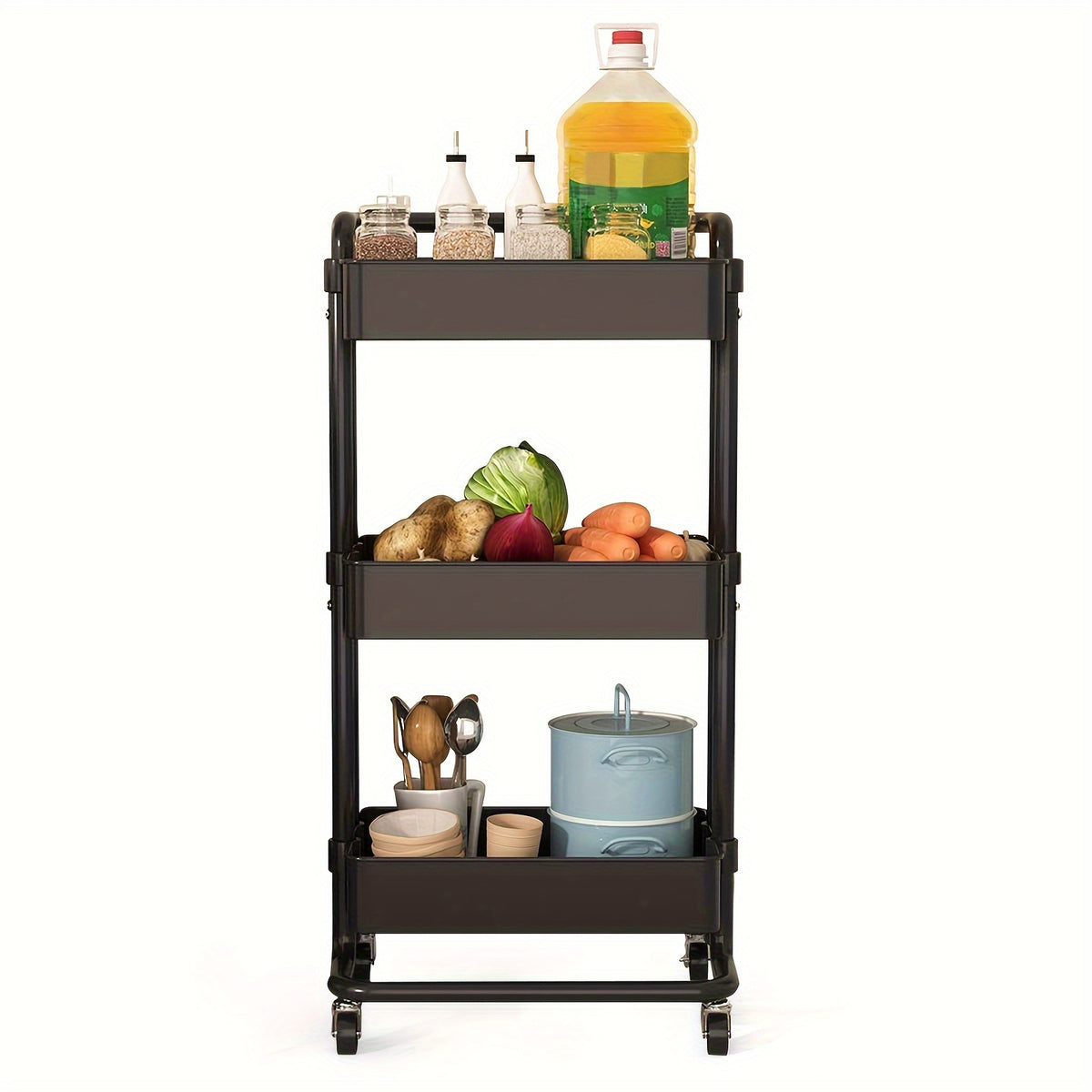 Metal Utility Cart Rolling Organization Cart Multifunction Storage Shelves