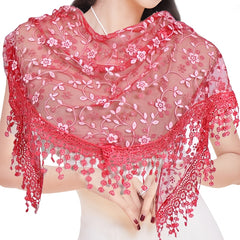 Women's Triangle Scarf With Tassel Lace Shawl