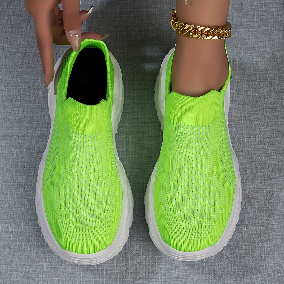 Women's Platform Sock Sneakers Knitted Slip On Sports Shoes