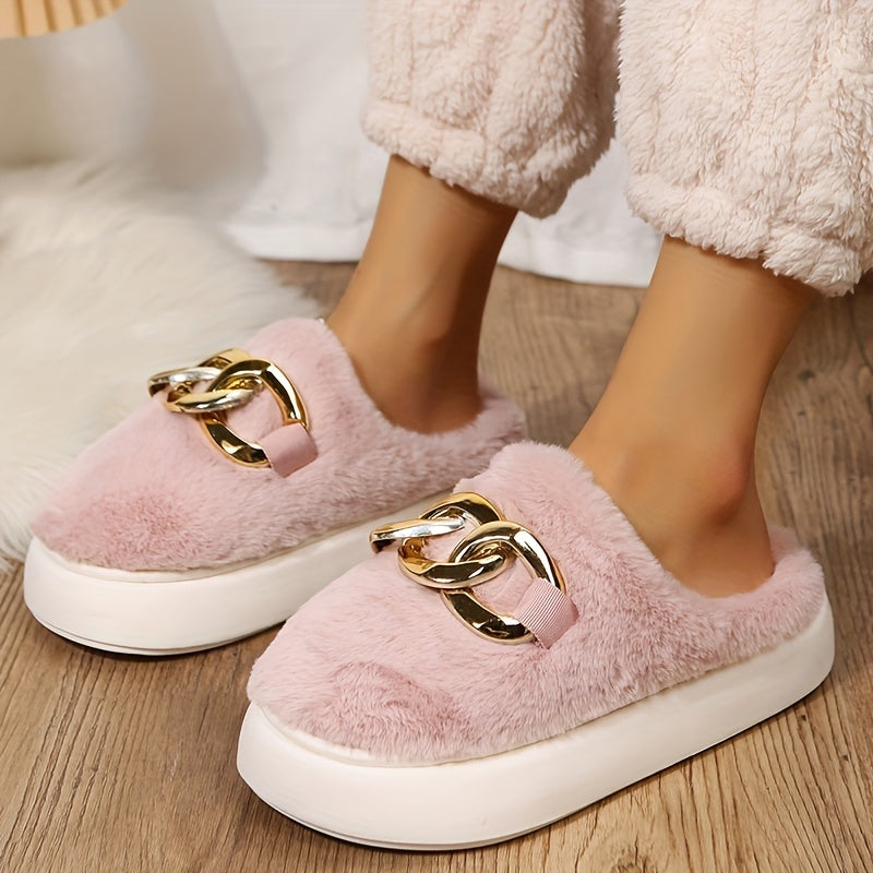 Plush Fluffy Slippers Warm Fuzzy Shoes Indoor Bedroom