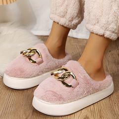 Plush Fluffy Slippers Warm Fuzzy Shoes Indoor Bedroom
