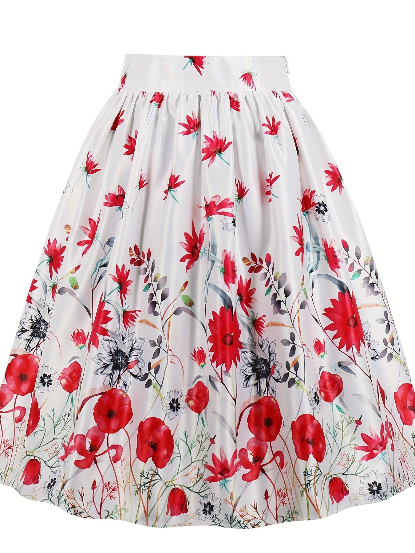  Floral Print High Rise A-line Skirt