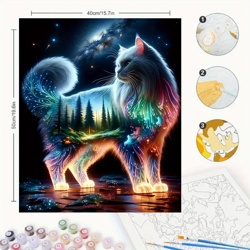 Luminous Cat Acrylic Painting Kit 40x50 Frameless DIY Art Set
