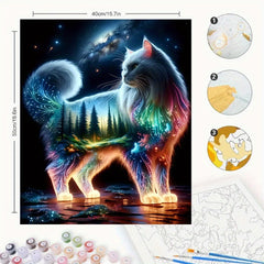 Luminous Cat Acrylic Painting Kit 40x50 Frameless DIY Art Set