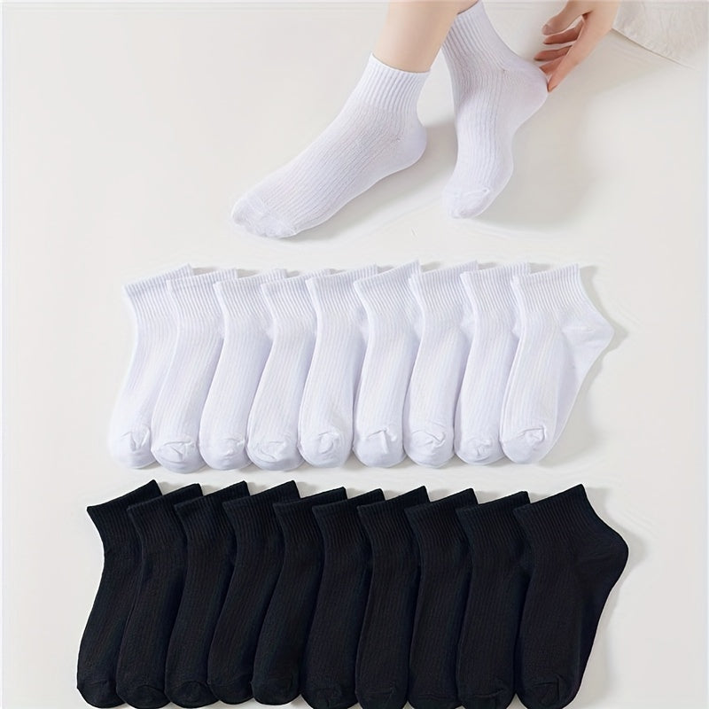 20 Pairs Comfy & Breathable Solid Socks Women's Stockings