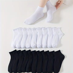 20 Pairs Comfy & Breathable Solid Socks Women's Stockings