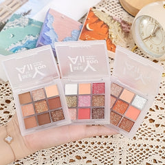 9-Color Eyeshadow Palette Brown Tone Portable Cosmetics