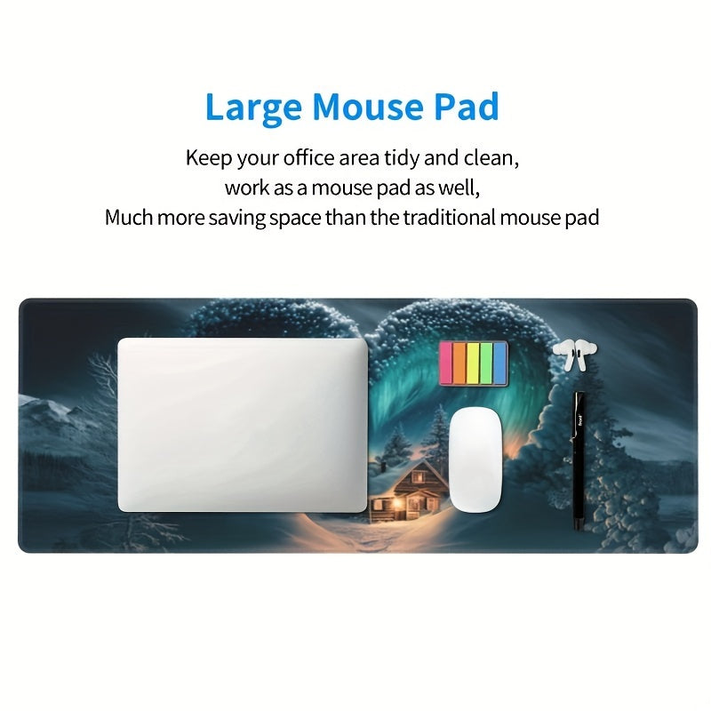 Northern Lights Love Extended Mouse Pad Non-Slip Base