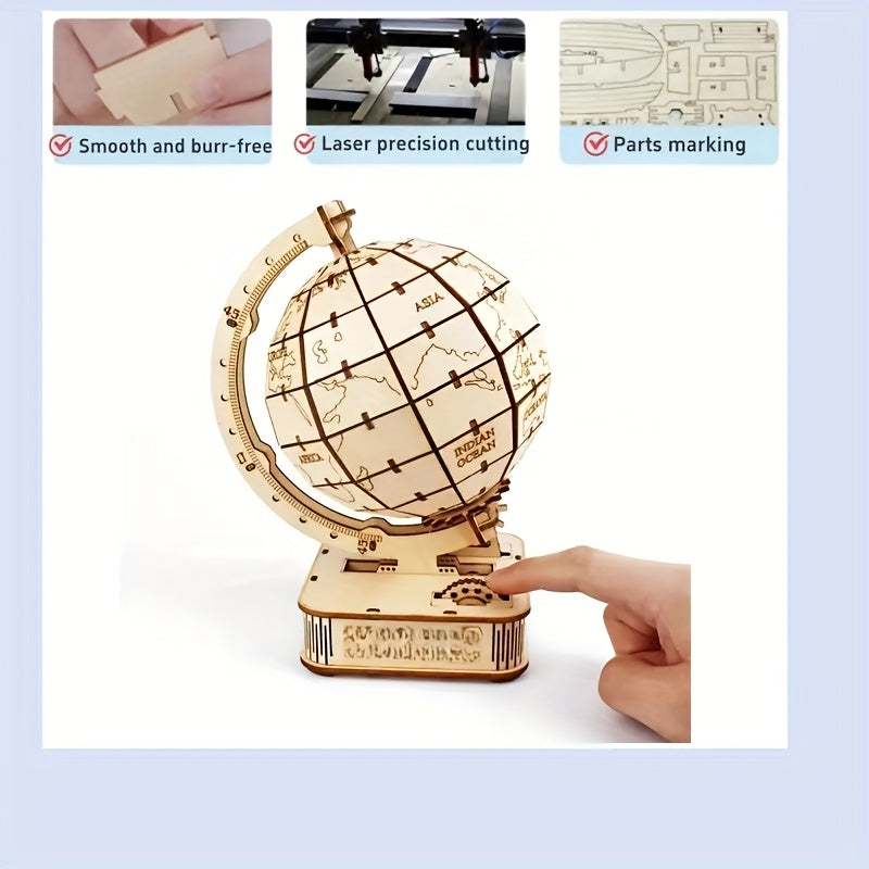 3D Wooden Globe Puzzle Set World Map Model Ocean Wonders Ideal Gift
