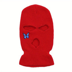 Butterfly Embroidery Y2K Balaclava Solid Ski Mask Hip Hop Knitted Mask