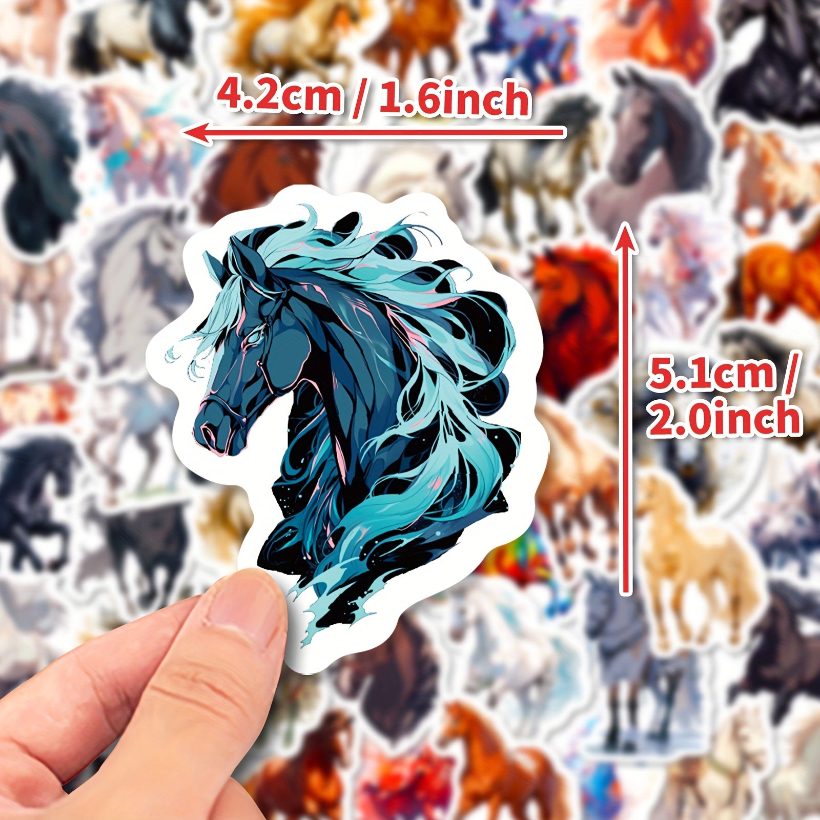 50pcs Cartoon Horse Vinyl Stickers for Laptop Water Bottle