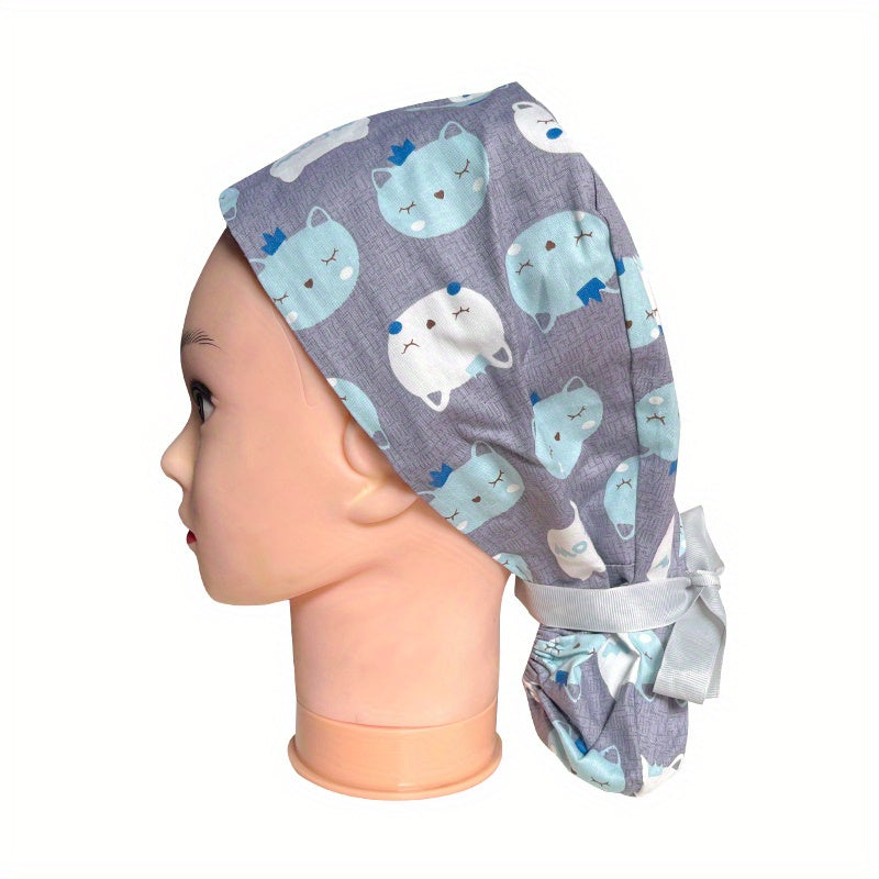 Cartoon Print Work Cap Elastic Nurse Hat Scrub Cap
