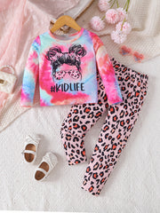 Toddler Girl's 2pcs Unicorn Starfish Print Top & Pants Set