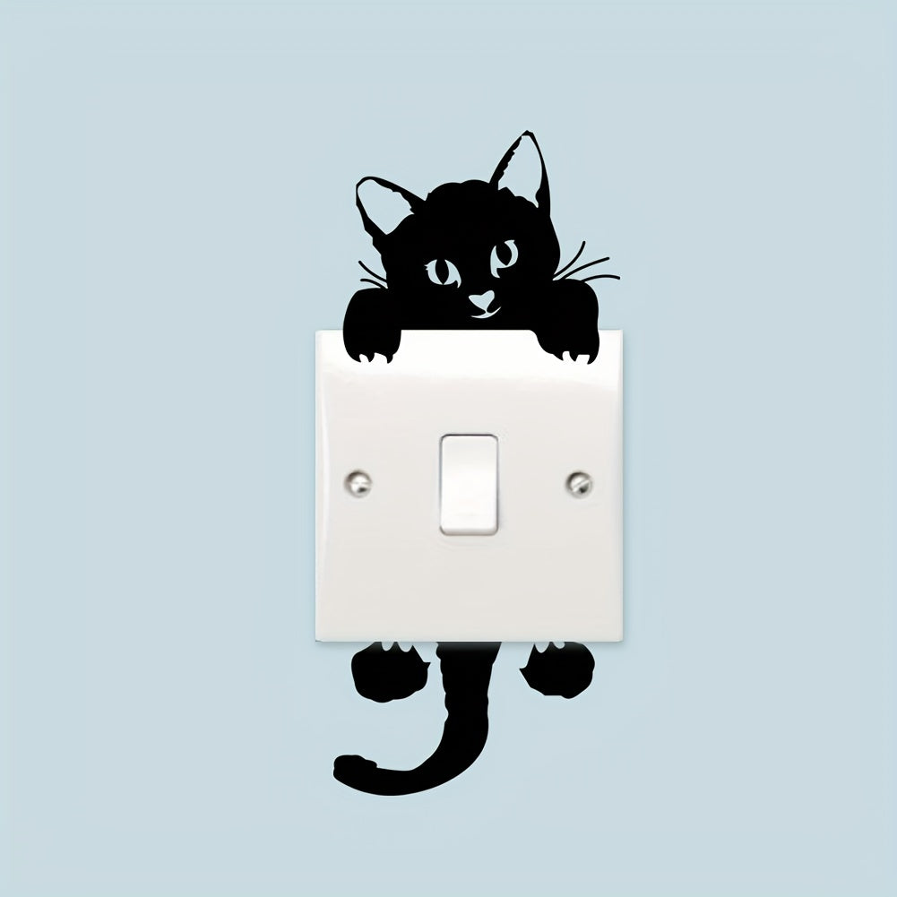 Cat Light Switch Sticker PVC Wall Decal for Home Decor Witch