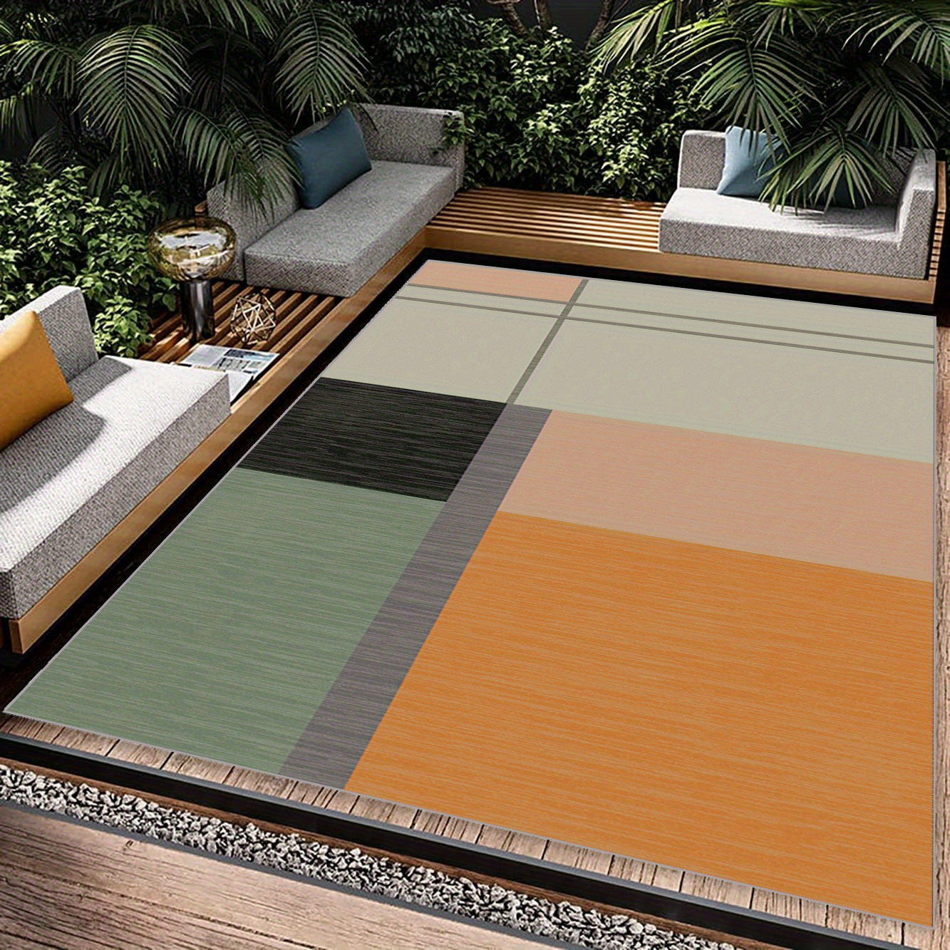 Nordic Minimalist Block Pattern Carpet for Living Room Sofas Bedrooms - Non Slip