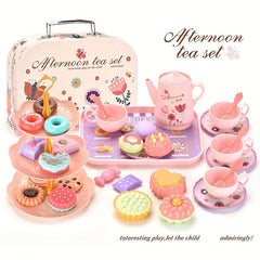 Pretend Play Toy Tea Set Tableware Kitchen Play Afternoon Tea Game