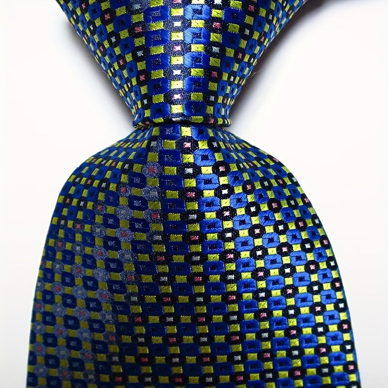 Men's Plaid Dot Jacquard Woven Tie And Rose Red Jacquard Woven Men's Tie Necktie