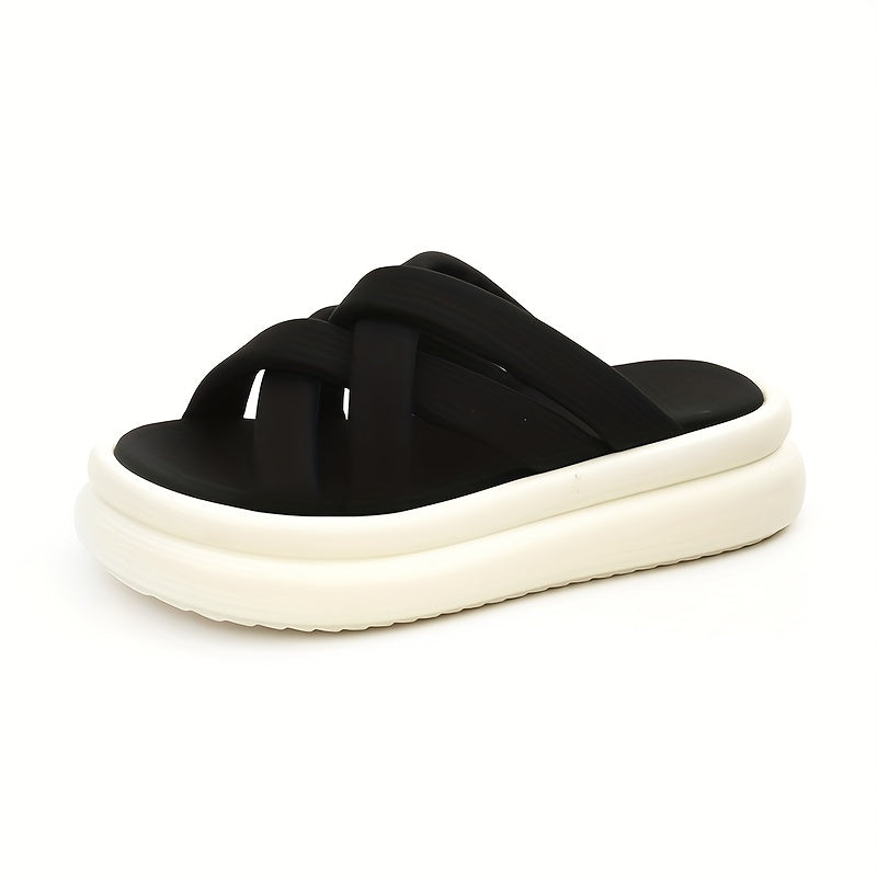 Women's Cross Strap Platform Slides Sandals Open Toe Thick Bottom
