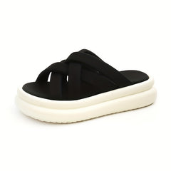 Women's Cross Strap Platform Slides Sandals Open Toe Thick Bottom