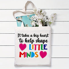 Letters Print Canvas Bag Portable Shopper Bag Women's Reusable Shoulder Bag