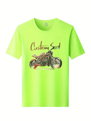 Skeleton Motorcycle Print Men's Graphic Tee for Summer