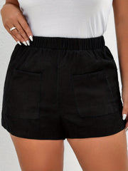  Solid High Rise Shorts with Pockets
