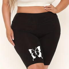  Butterfly Print High Rise Stretch Biker Shorts
