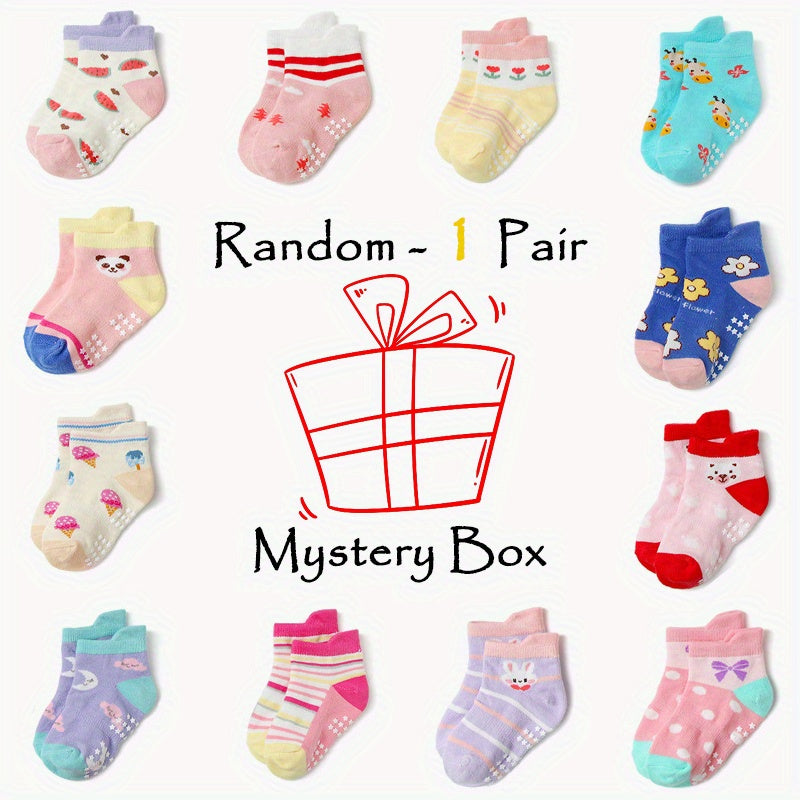 12 Pairs Girls Cartoon Toddler Socks Cotton Non-slip Walking Socks