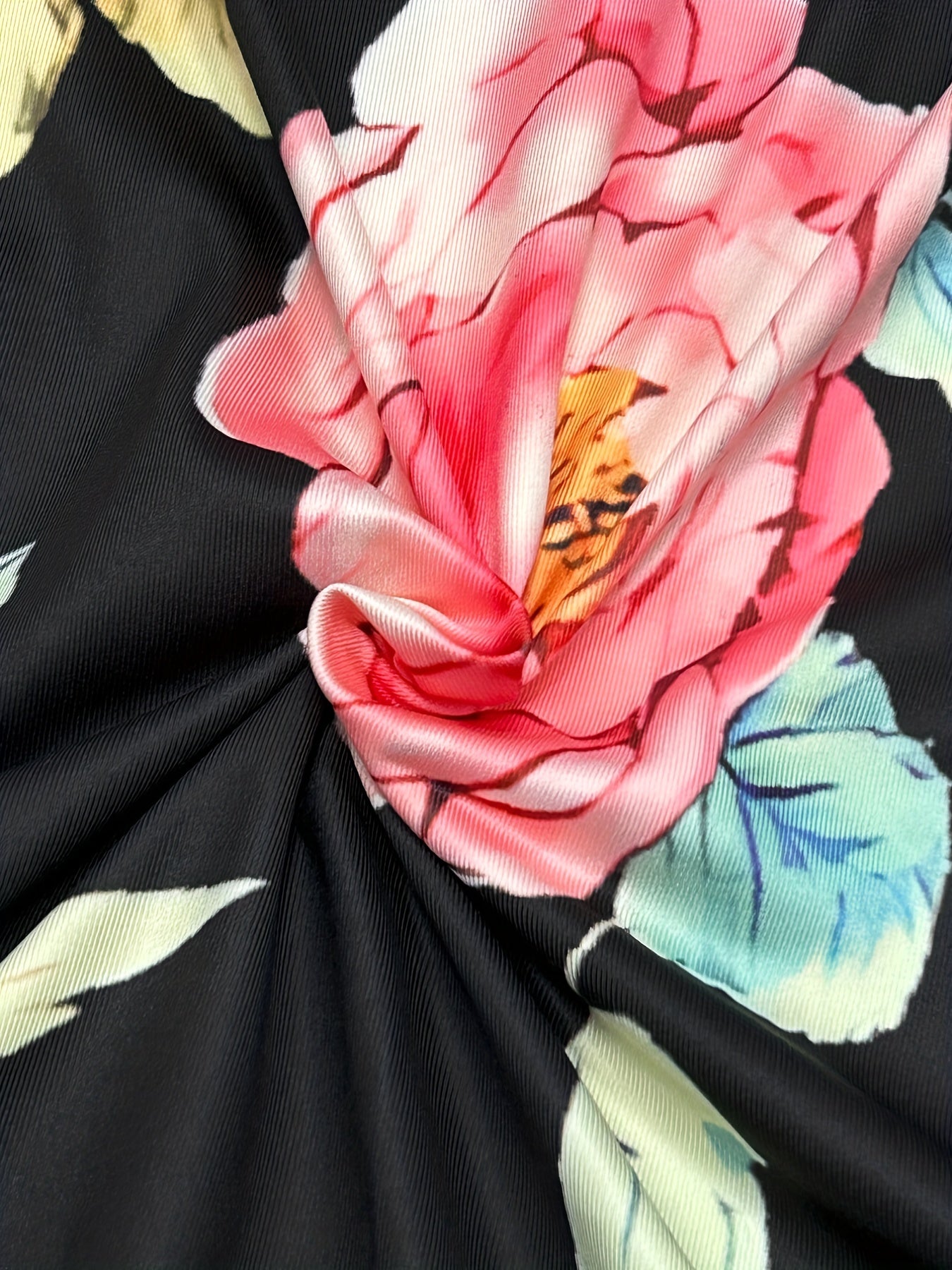 Floral Print Maxi Dress Long Sleeve Surplice Neck Plus Size