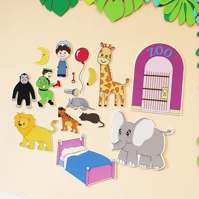 Good Night Gorilla Book Felt Toy Set with Magic Stickers & Bag