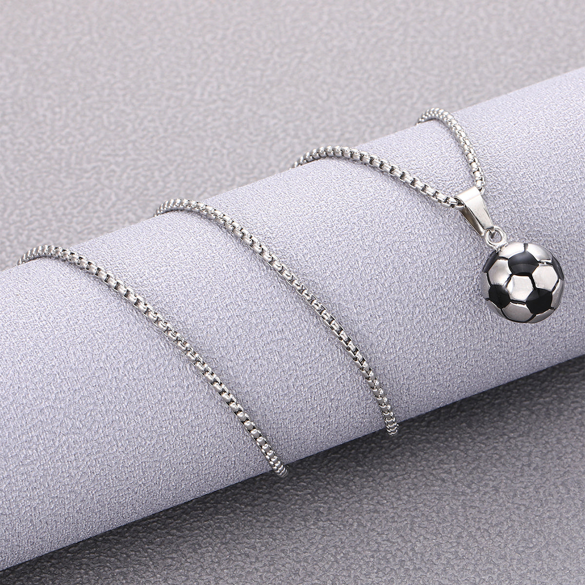 Men's Vintage Silver Football Stainless Steel Pendant Necklace